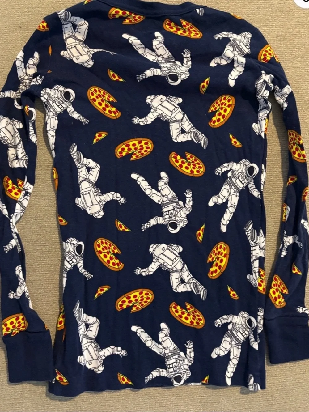 Kids landsend Blue Astronaut & Pizza Print Pajama Set
